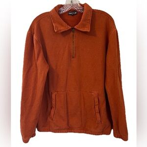 Toad & Co Unisex Epiq 1/4 Zip Pullover Men’s S Orange Pocket Hemp Organic Basics